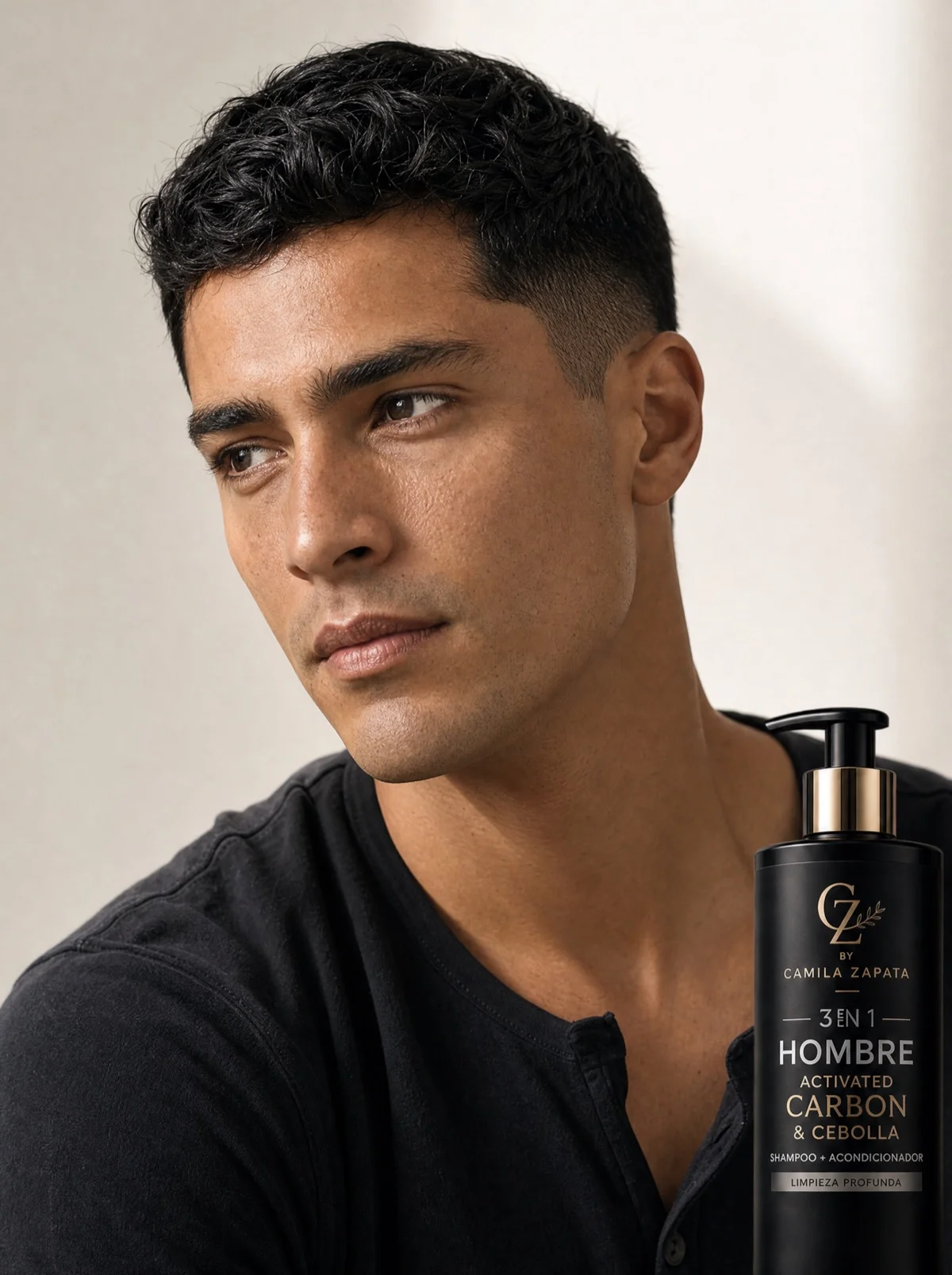 Hombre junto a la presentación 3 en 1 de CZ